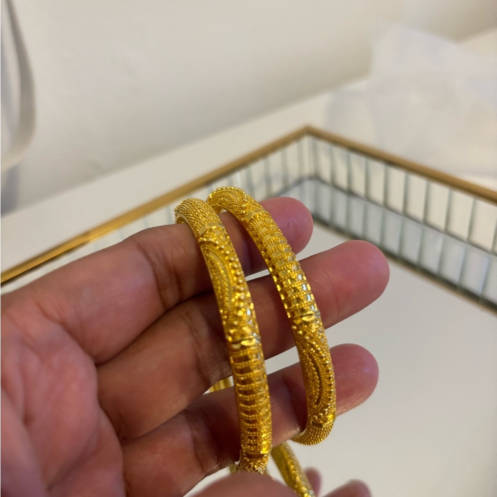 Elegant 2 Pc  Gold Plated Bangles set size 2.8